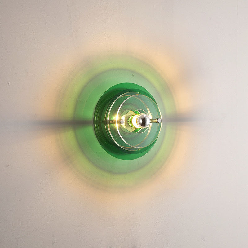 Modern Colorful Iron Acrylic Flying Saucer Shade Light Wall Sconce Lamp For Room