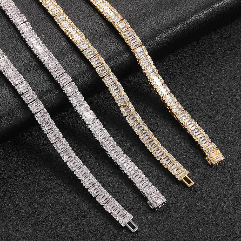 Baguette Tennis Bracelet in White Gold - 8mm