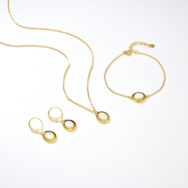 Clytia Love Natural Moonstone Necklace,925 Silver, 18k Gold Plated