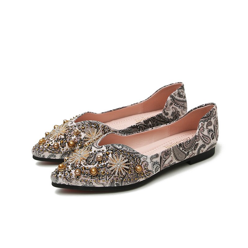 Aureliana Elegant Rhinestone Flowers Flat Shoes