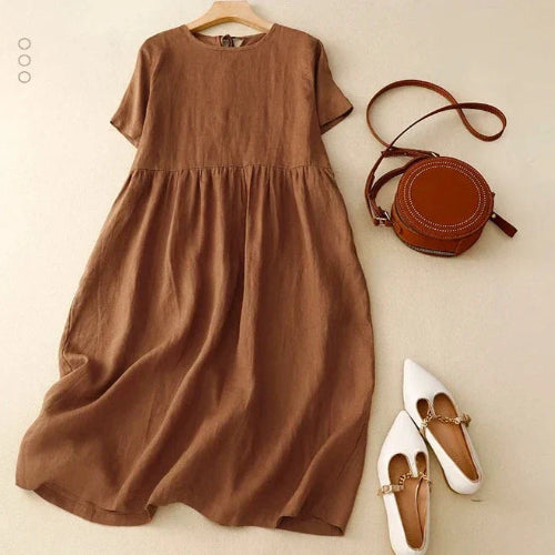 Zomerse katoenen linnen jurk voor dames