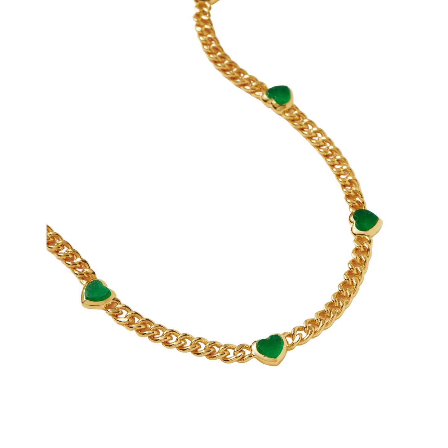 Clytia Love Jelly Heart Gemstone Charm Necklace,18k Gold Plated, Green Chrysoprase