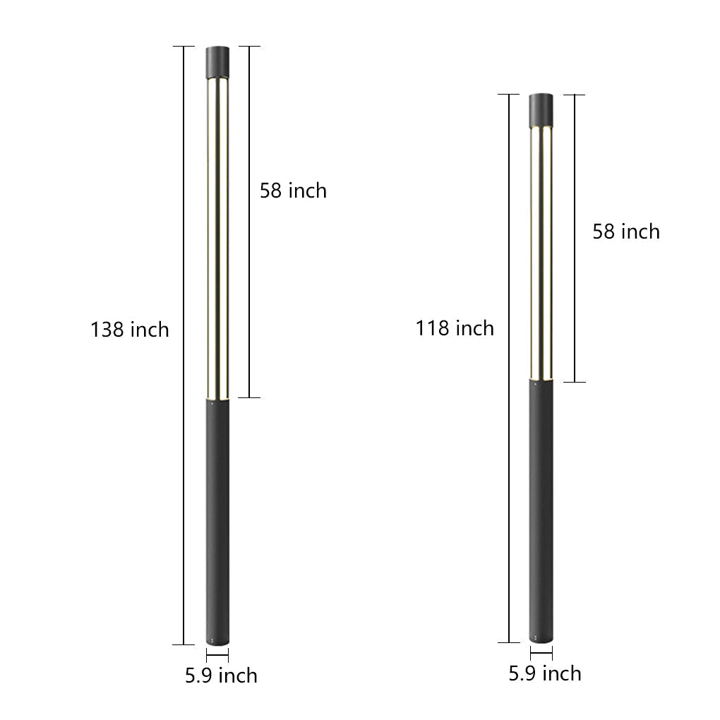 Cylinder Shaped Black Modern Outdoor Post LED Post Light