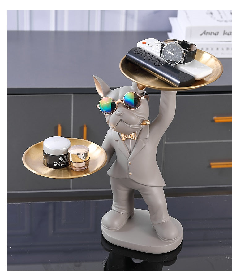 Bulldog Butler Statue