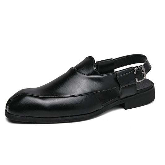 Men's Hollow-Out Leather Slip-On Sandals