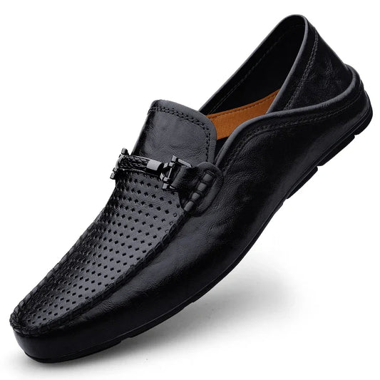 Men's Breathable Leather Loafers - Hollow Out Driving Shoes