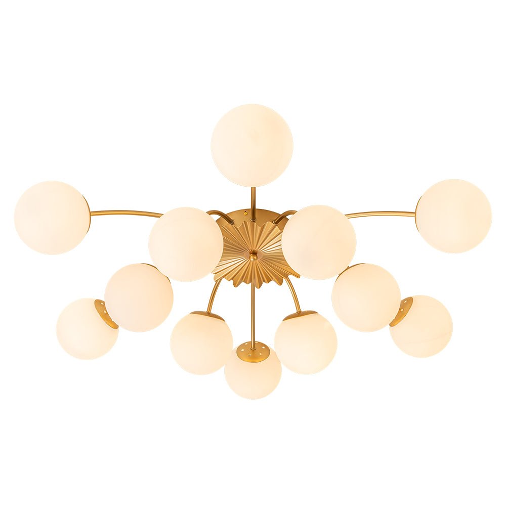 Contemporary 12-Light Opal Glass Globe Semi-Flush Mount