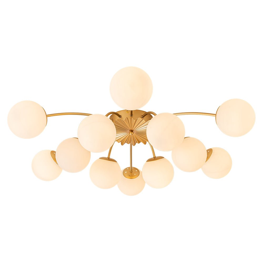 Contemporary 12-Light Opal Glass Globe Semi-Flush Mount