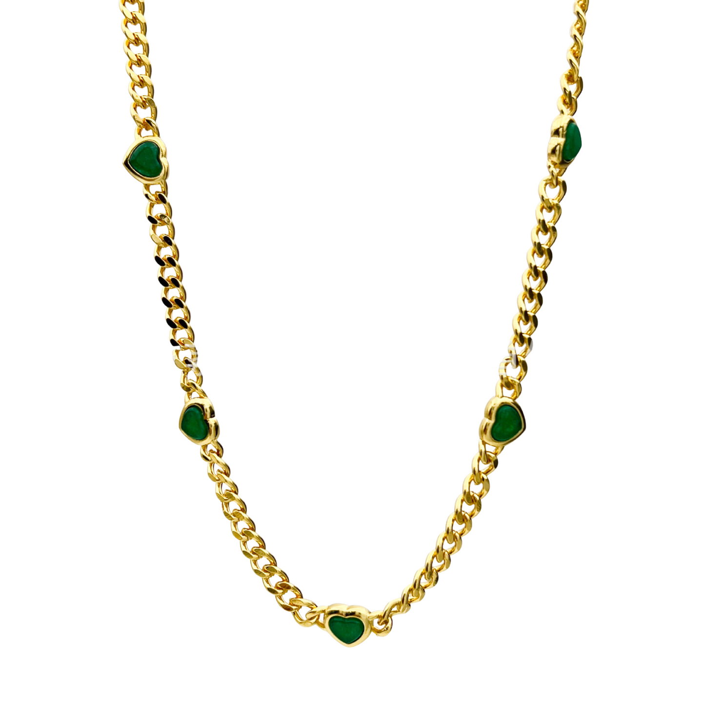 Clytia Love Jelly Heart Gemstone Charm Necklace,18k Gold Plated, Green Chrysoprase