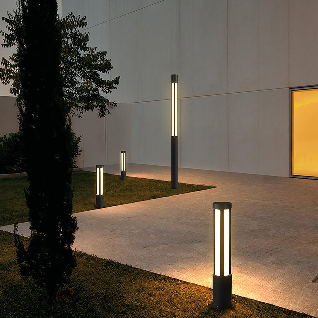 Cylinder Shaped Black Modern Outdoor Post LED Post Light